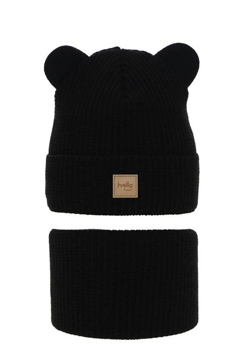 Зимний комплект для девочки: шапка и труба черного цвета Harper