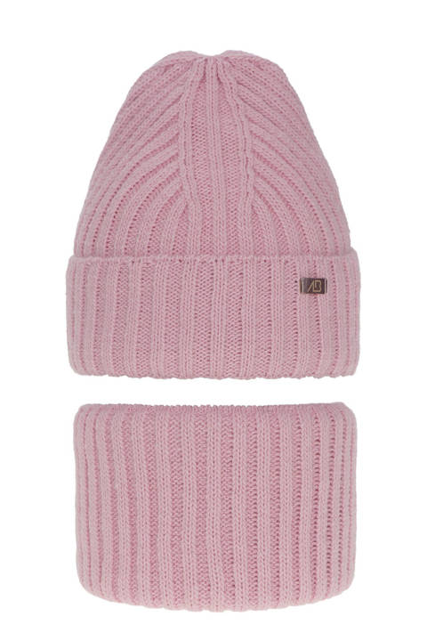 Зимний комплект для девочки: шапка и труба розового цвета Valentine
